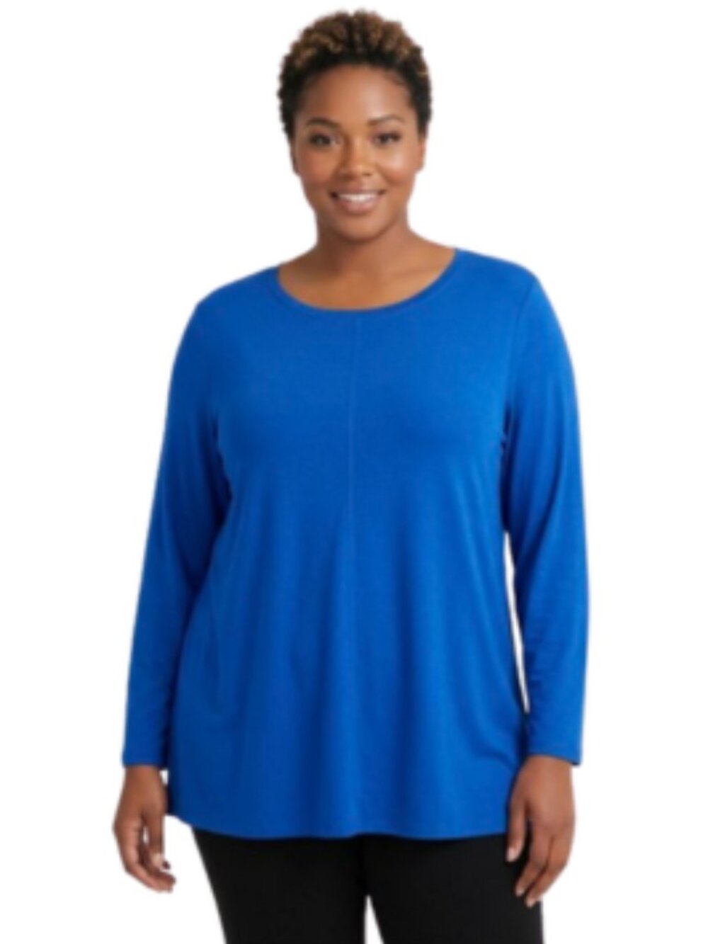 J. Jill Long Sleeve Soft Pima Cotton Scoop Neck Tee, Rich Blue, A-Line, size XLP